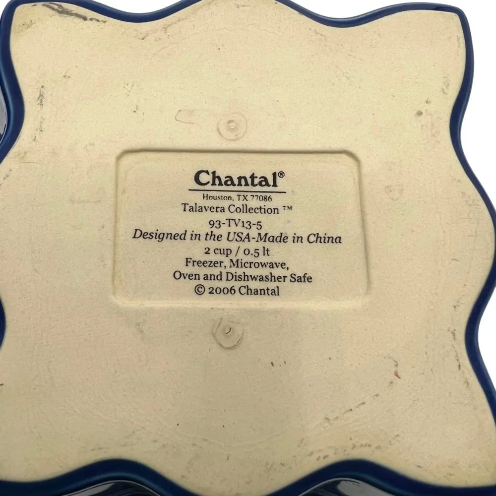 Chantal Talavera Square Baking Dish Collection Blue 2006 Pottery Scalloped Edge